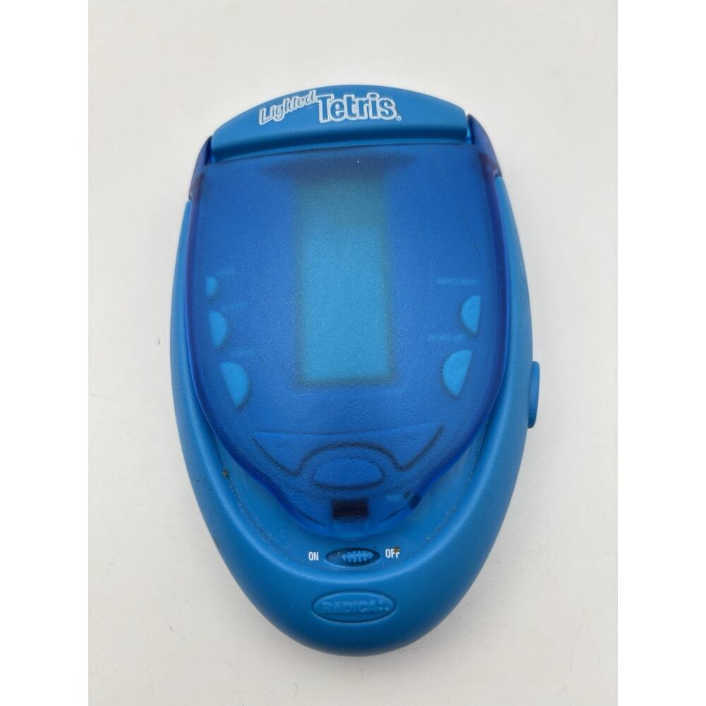 Blue Radica Lighted Tetris Flip Top Travel Game Tested Works VG Condition